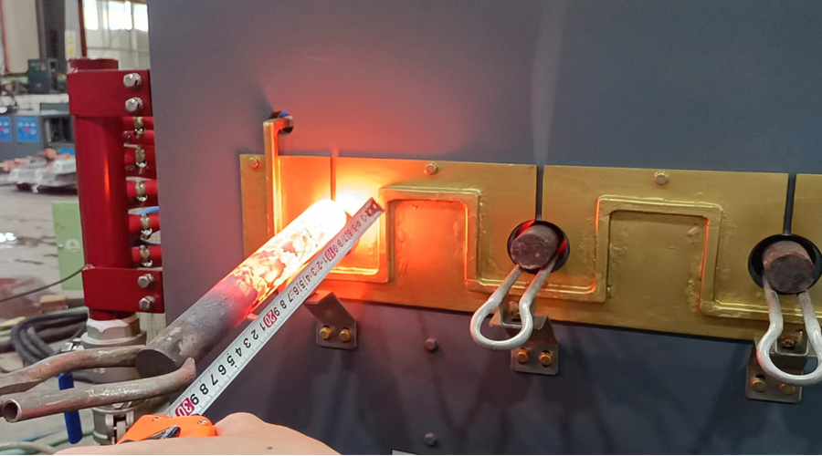 Induction billet heater inline