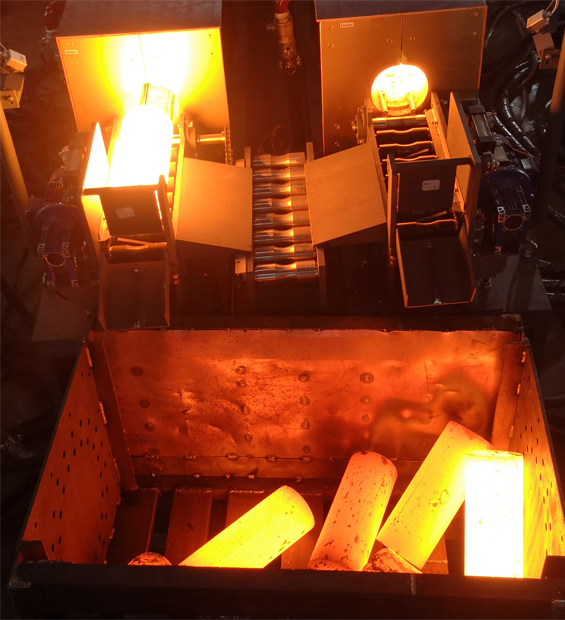 Induction billet heater inline